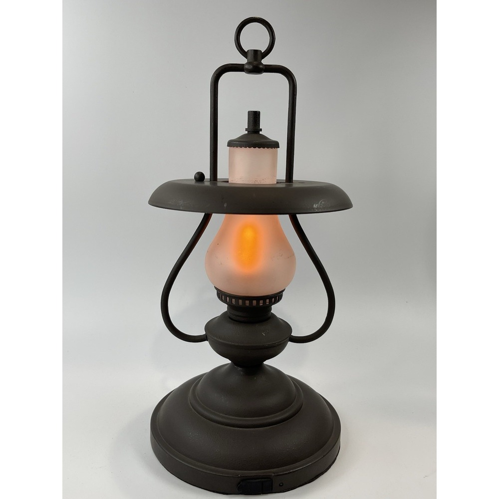 Hampton Bay Table Lamp Rechargeable Batteries  Metal with Frosted Glass 13" Tall